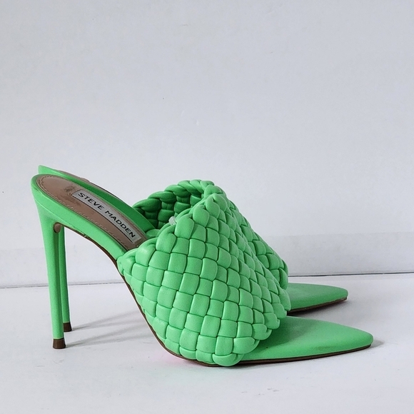 Steve Madden Women's Fateful Green Woven Pointed Toe Stiletto Heels Size 6.5 - Picture 4 of 5
